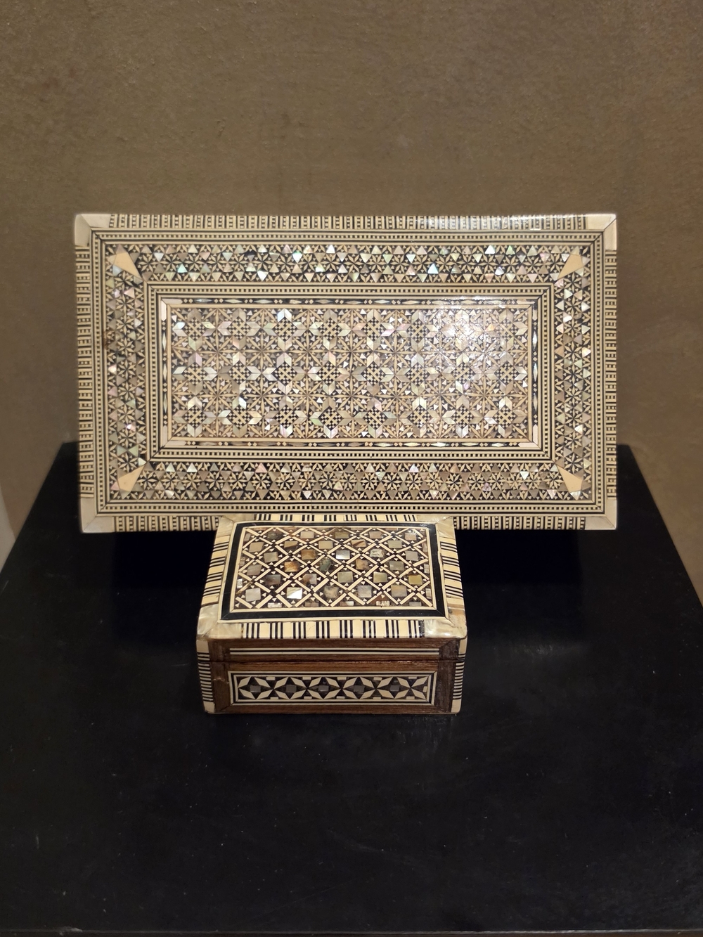Handcrafted Egyptian Bone Decorative Box - Cream and Brown